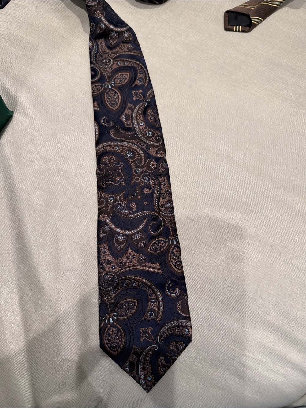 Dolce & Gabbana Navy and Brown Paisley Silk Tie